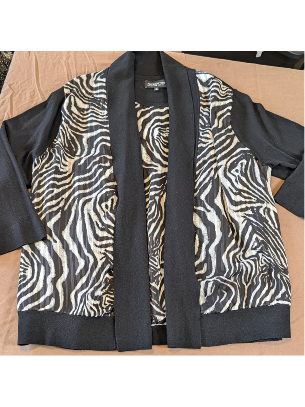 Jones New York Collection Woman 3X Zebra Print Cardigan Shell Twinset Plus Size